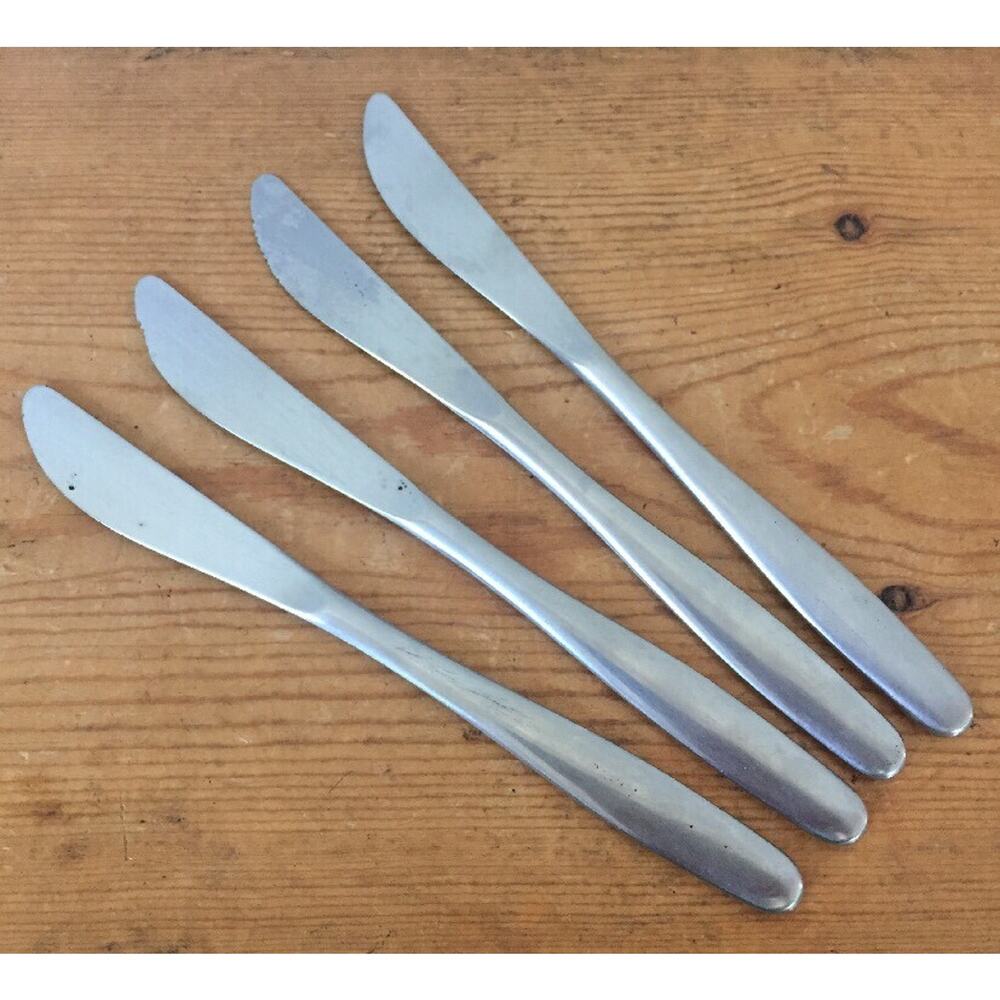 Set Of 4 Vtg Hackman Finland Stainless Steel Butter Knives Silverware Flatware